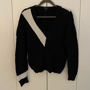 RAG & BONE Cricket White and Black V-Neck Sweater